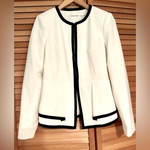 Calvin Klein white jacket blazer with black trim